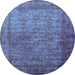 Round Oriental Light Blue Industrial Rug, urb1960lblu