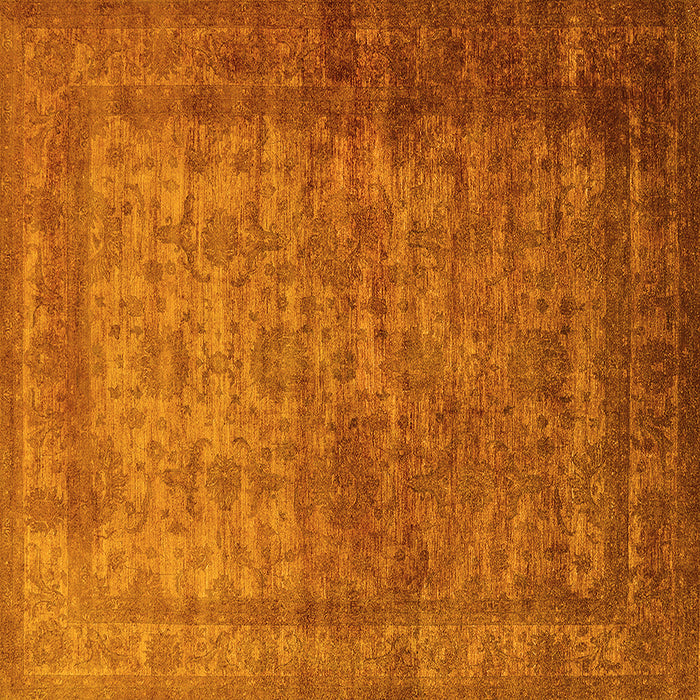 Square Machine Washable Oriental Yellow Industrial Rug, wshurb1960yw