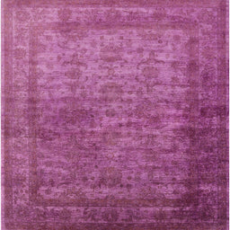 Square Mid-Century Modern Violet Red Pink Oriental Rug, urb1960