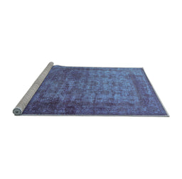 Sideview of Machine Washable Oriental Light Blue Industrial Rug, wshurb1960lblu