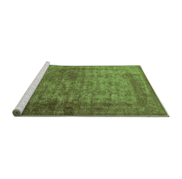 Sideview of Machine Washable Oriental Green Industrial Area Rugs, wshurb1960grn