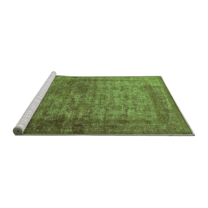 Sideview of Machine Washable Oriental Green Industrial Area Rugs, wshurb1960grn