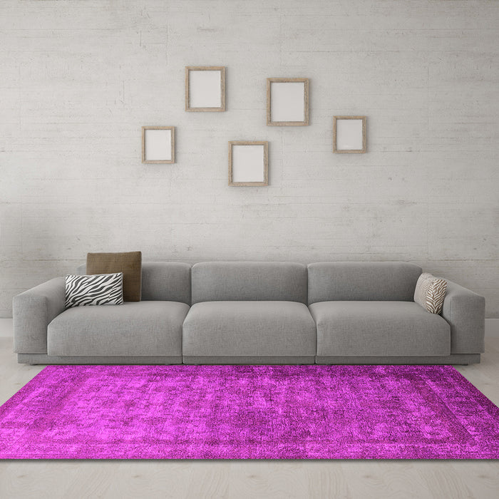 Machine Washable Oriental Pink Industrial Rug in a Living Room, wshurb1960pnk