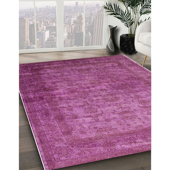 Machine Washable Industrial Modern Medium Violet Red Pink Rug in a Family Room, wshurb1960