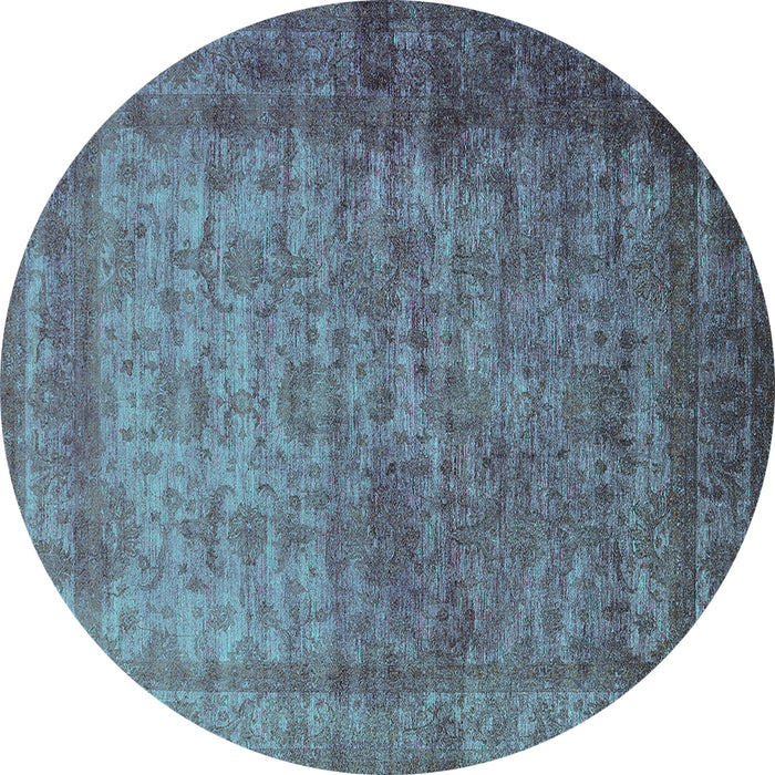 Round Oriental Turquoise Industrial Rug, urb1960turq