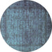 Round Oriental Turquoise Industrial Rug, urb1960turq