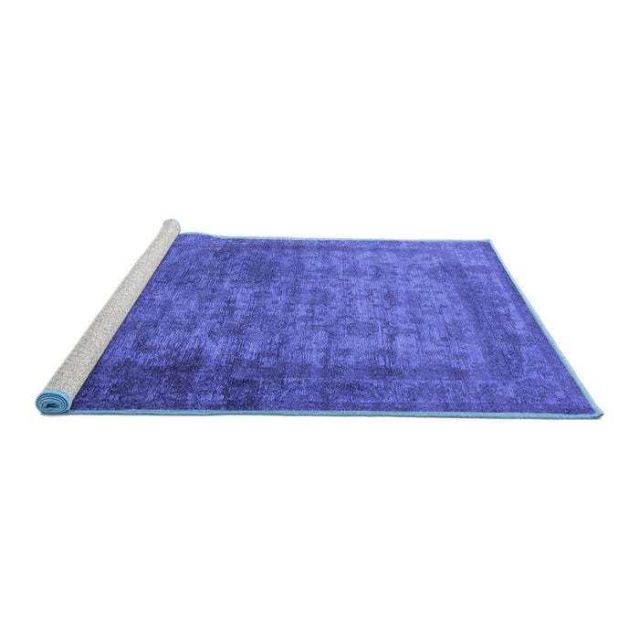 Sideview of Machine Washable Oriental Blue Industrial Rug, wshurb1960blu