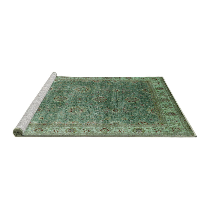 Sideview of Machine Washable Industrial Modern Dark Olive Green Rug, wshurb1961