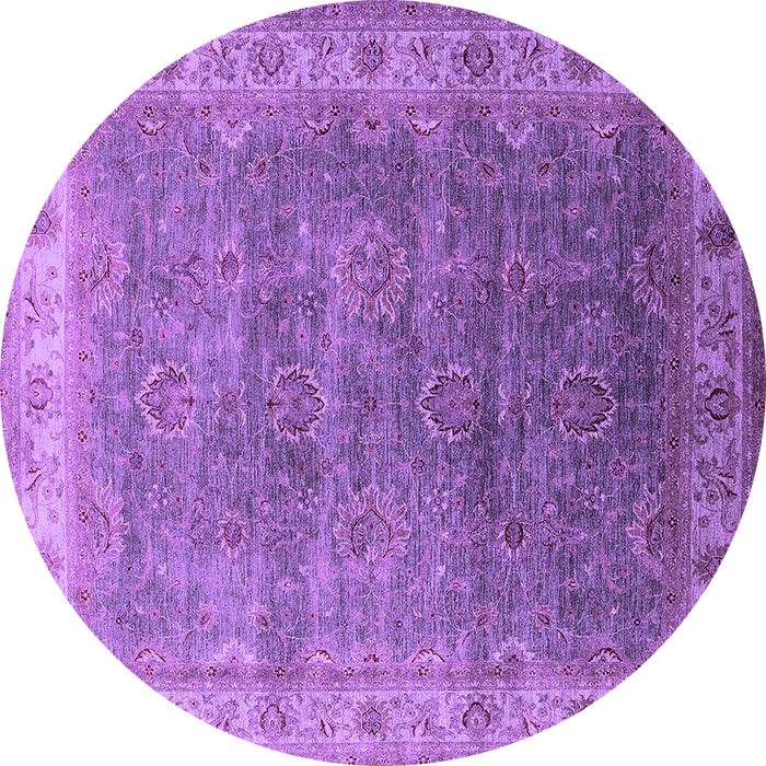 Round Machine Washable Oriental Purple Industrial Area Rugs, wshurb1961pur