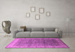 Machine Washable Oriental Pink Industrial Rug in a Living Room, wshurb1961pnk