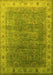Machine Washable Oriental Yellow Industrial Rug, wshurb1961yw