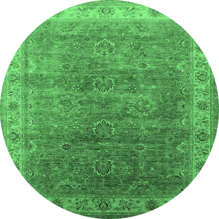 Round Oriental Emerald Green Industrial Rug, urb1961emgrn