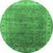 Round Oriental Emerald Green Industrial Rug, urb1961emgrn