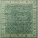 Square Mid-Century Modern Dark Olive Green Oriental Rug, urb1961