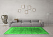 Machine Washable Oriental Green Industrial Area Rugs in a Living Room,, wshurb1961grn