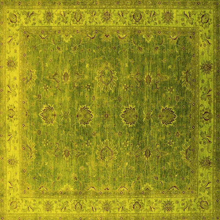 Square Machine Washable Oriental Yellow Industrial Rug, wshurb1961yw