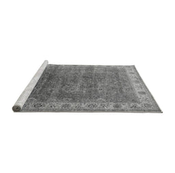 Sideview of Machine Washable Oriental Gray Industrial Rug, wshurb1961gry