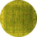 Round Oriental Yellow Industrial Rug, urb1961yw