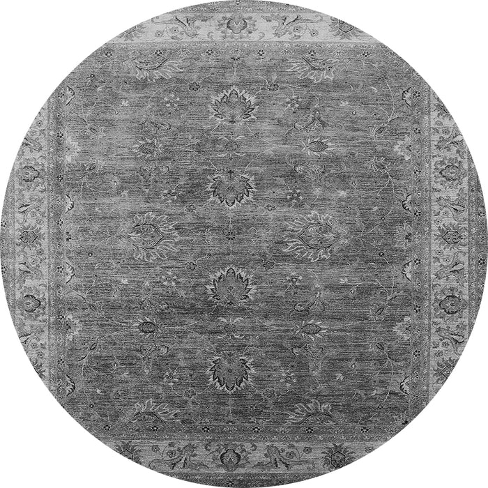Round Machine Washable Oriental Gray Industrial Rug, wshurb1961gry