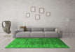 Machine Washable Oriental Green Industrial Area Rugs in a Living Room,, wshurb1962grn