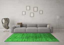 Machine Washable Oriental Green Industrial Area Rugs in a Living Room,, wshurb1962grn
