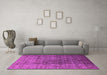 Machine Washable Oriental Pink Industrial Rug in a Living Room, wshurb1962pnk