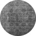 Round Machine Washable Oriental Gray Industrial Rug, wshurb1962gry