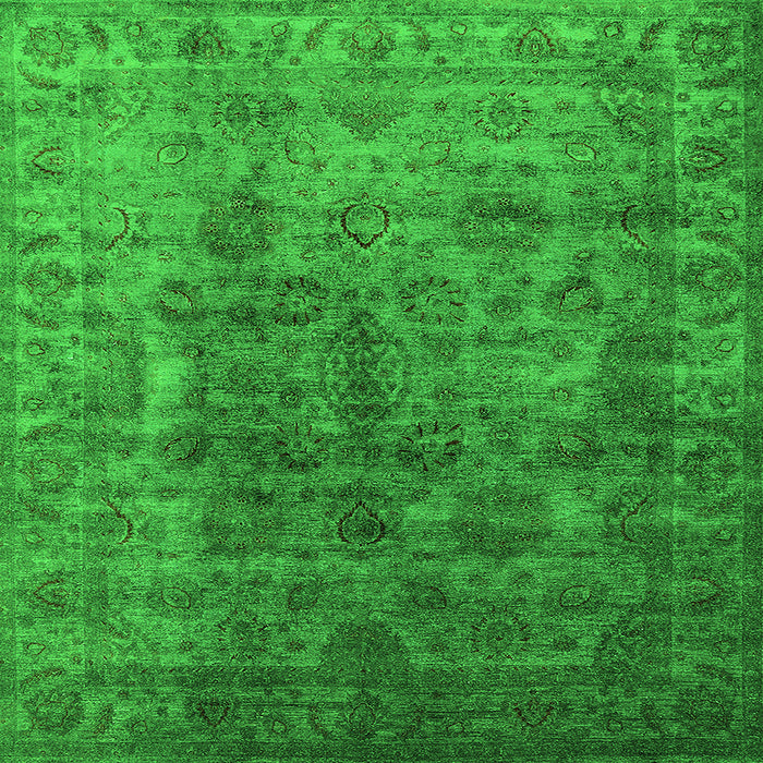 Square Machine Washable Oriental Green Industrial Area Rugs, wshurb1962grn