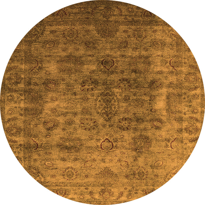 Round Machine Washable Oriental Orange Industrial Area Rugs, wshurb1962org