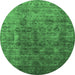 Round Oriental Emerald Green Industrial Rug, urb1962emgrn