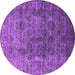 Round Machine Washable Oriental Purple Industrial Area Rugs, wshurb1962pur