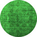 Round Oriental Green Industrial Rug, urb1962grn