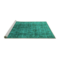 Sideview of Machine Washable Oriental Turquoise Industrial Area Rugs, wshurb1962turq