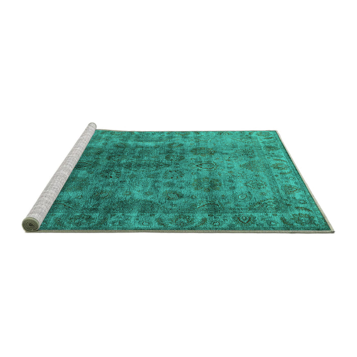 Sideview of Machine Washable Oriental Turquoise Industrial Area Rugs, wshurb1962turq