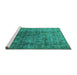 Sideview of Machine Washable Oriental Turquoise Industrial Area Rugs, wshurb1962turq