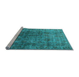 Sideview of Machine Washable Oriental Light Blue Industrial Rug, wshurb1962lblu