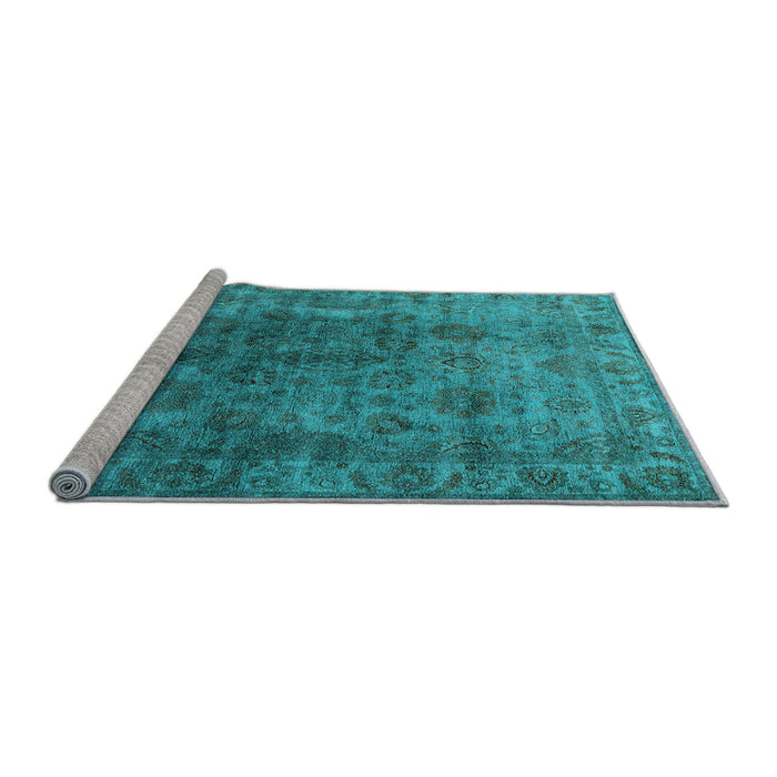Sideview of Machine Washable Oriental Light Blue Industrial Rug, wshurb1962lblu