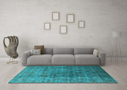 Machine Washable Oriental Light Blue Industrial Rug in a Living Room, wshurb1962lblu