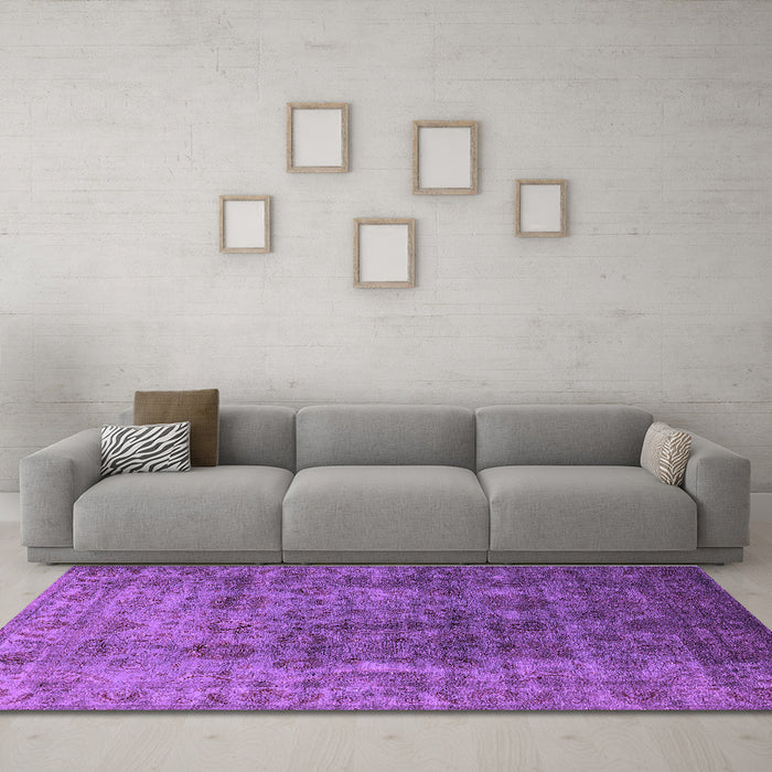 Machine Washable Oriental Purple Industrial Area Rugs in a Living Room, wshurb1962pur