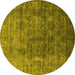 Round Oriental Yellow Industrial Rug, urb1962yw