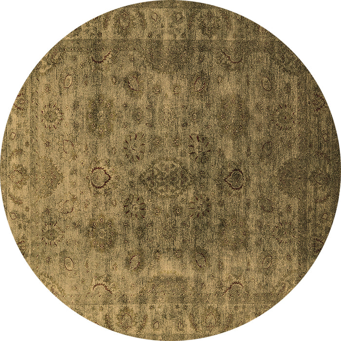 Round Machine Washable Oriental Brown Industrial Rug, wshurb1962brn