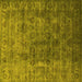 Square Machine Washable Oriental Yellow Industrial Rug, wshurb1962yw