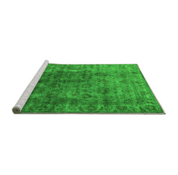 Sideview of Machine Washable Oriental Green Industrial Area Rugs, wshurb1962grn