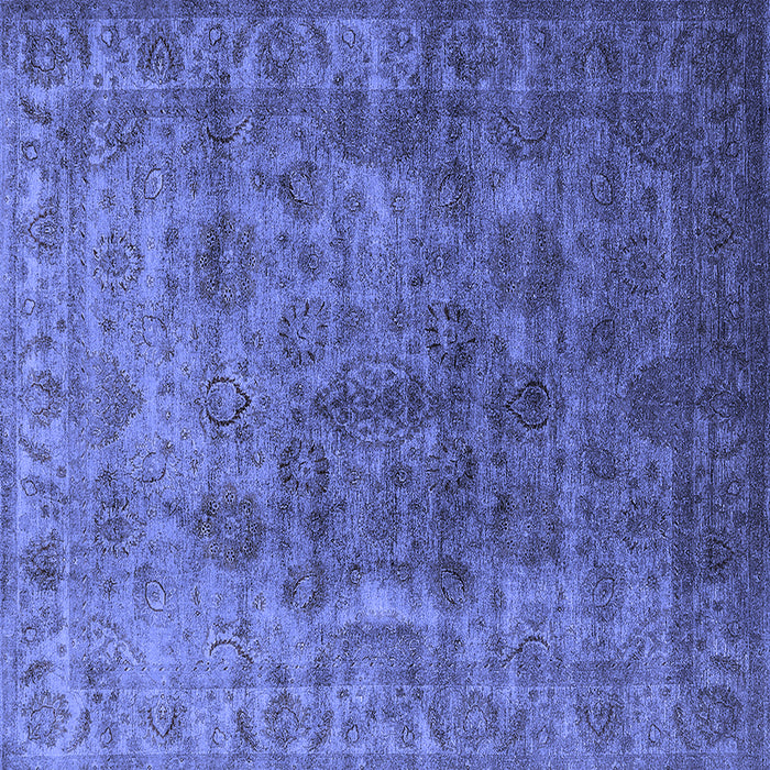 Square Machine Washable Oriental Blue Industrial Rug, wshurb1962blu