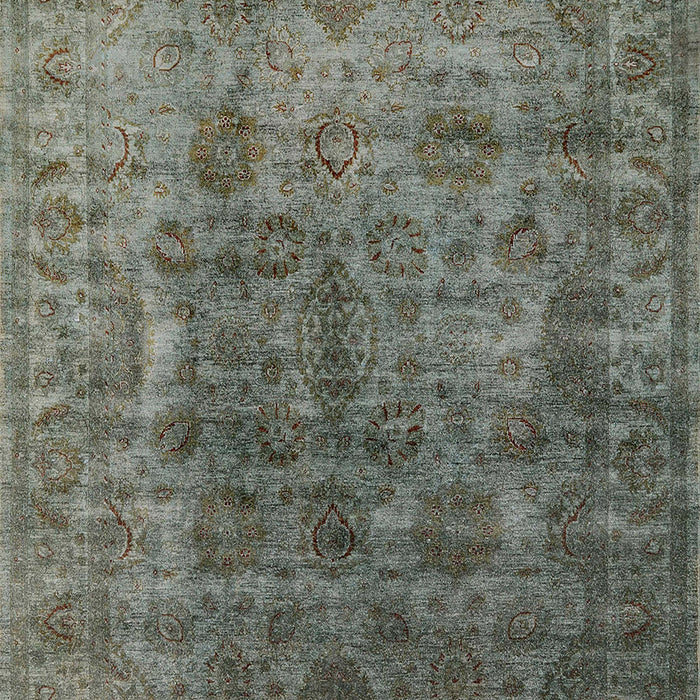 Mid-Century Modern Dark Olive Green Oriental Rug, urb1962