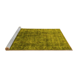Sideview of Machine Washable Oriental Yellow Industrial Rug, wshurb1962yw