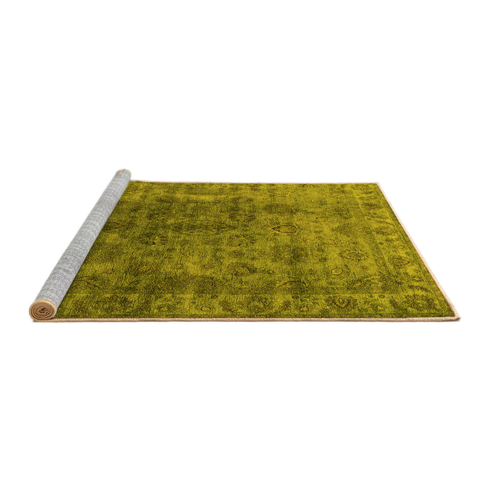 Sideview of Machine Washable Oriental Yellow Industrial Rug, wshurb1962yw