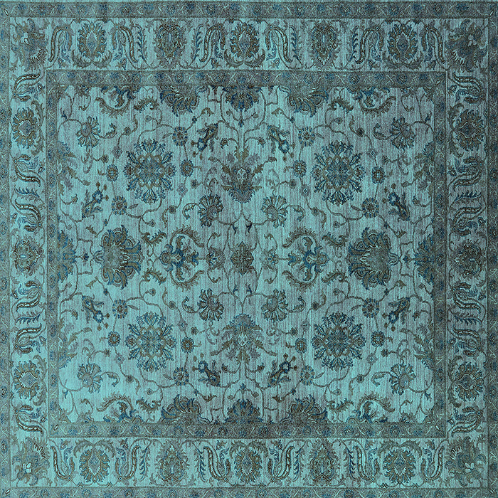 Square Oriental Turquoise Industrial Rug, urb1963turq