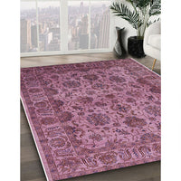 Mid-Century Modern Dark Raspberry Purple Oriental Rug, urb1963