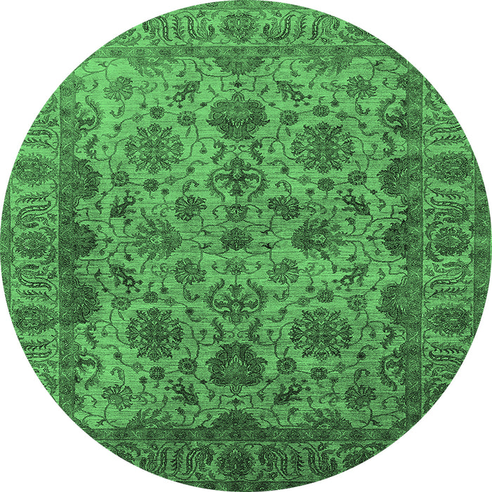 Round Oriental Emerald Green Industrial Rug, urb1963emgrn